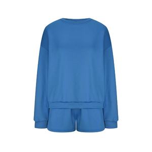 ชุดออกกำลังกายผู้หญิง เสื้อแขนยาวผ้าฝ้าย ชุดเซ็ต 2 ชิ้น เสื้อสเวตเตอร์และกางเกงขาสั้น สำหรับผู้หญิง ปี 2026 - Product Image 5