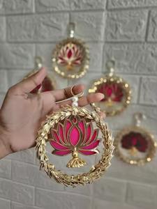 Handcrafted Lotus Hanging Backdrop for Indian Wedding <b>Decor</b> Mehndi Haldi Sangeet Pellikooturu Diwali Puja Mandir& Festival <b>Decor</b> - Product Image 3