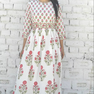 Women's Girls' Printed Pure Cotton Maxi Dress Indian Block Print Casual Summer Evening Party Trendy Wholesale Long Midi Bulk - Product Image 1