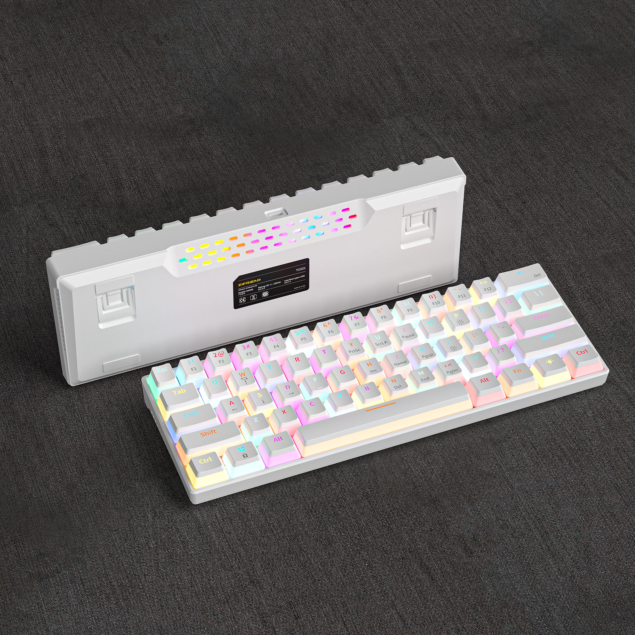 Pudding Gaming Mechanical Keyboard - 61 Keys, RGB Backlit display picture 1