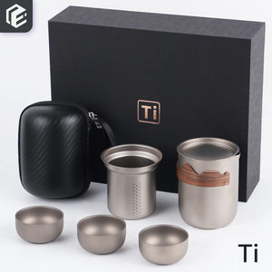 Cadeaux pour la fête des pères, ensemble de tasses à thé chinoises en titane pur, théière légère <span class=keywords><strong>et</strong></span> portable, ensembles de cadeaux de luxe - Product Image 1