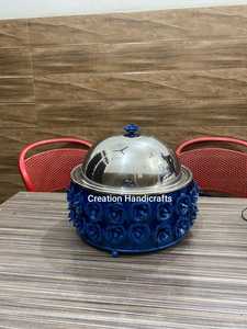 Calentador de Comida Tipo Chafing Dish de Acero Inoxidable de Diseño Moderno y Lujoso con Olla Caliente Tipo Cazuela con Diseño de Palmera - Product Image 5