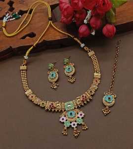 FANCY ANTIQUE TRADITIONAL and FASHIONABLE SOUTH <b>INDIAN</b> TEMPLE JEWELLERY <b>SET</b> and COPPER SOUTH NECKLACE <b>SET</b> for WOMEN NAD GIRLS - Product Image 1