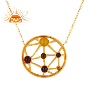 สร้อยคอจี้อัญมณีหลายแบบทำด้วยมือชุบทอง24K ดีไซน์ล่าสุดจากผู้ผลิตเครื่องประดับอัญมณี - Product Image 1