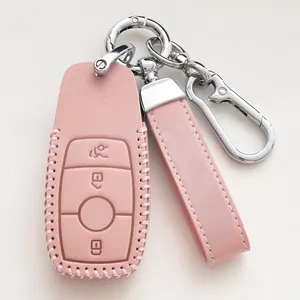 Oil Wax leather Car Key Case Cover for Mercedes Benz 2022 C S Class W206 W223 S350 C260 C300 S400 S450 S500 Key Shell Protector