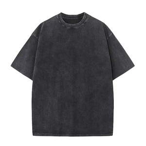 Vente en gros de t-shirts 100% coton pour hommes t-shirt surdimensionné lourd vintage uni Streetwear lâche décontracté délavé à l'acide chemise vierge style décontracté - Product Image 4