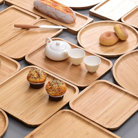 Plateau en bambou massif avec Logo personnalisé, assiette de Table rectangulaire en bois pour la maison, vente en gros
