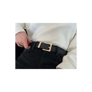 Ceinture pour femme à boucle carrée, ceinture pour pantalon, ceinture pour veste, ceinture pour robe - Noir-Or - Product Image 3
