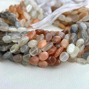 7mm-10mm naturel Multi pierre de lune lisse perles ovales AAA qualité semi-précieuse pierres précieuses en gros fabrication de bijoux 16 pouces brin - Product Image 2