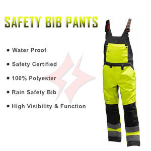 FLASH GEAR Custom Bib Pant Customized Logo ANSI Class 1 <b>Waterproof</b> High-Visibility Fluorescent Polyester/Cotton Safety Workwear - Product Image 3