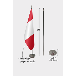 Drapeau d'intérieur officiel péruvien de style fanion avec impression numérique, mât en aluminium durable, fabriqué en soie, polyester et plastique - Product Image 6