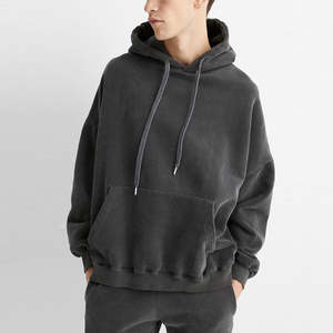 Sudadera con capucha de algodón pesado para hombre personalizada estilo lavado con ácido de ajuste holgado para Otoño/Invierno ropa de calle cuello con capucha - Product Image 3