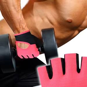 Guantes de Halterofilia Profesionales de Medio Dedo Color Rosa, Transpirables, con Cierre de Velcro Ajustable, Unisex, para Entrenamiento Físico - Product Image 2