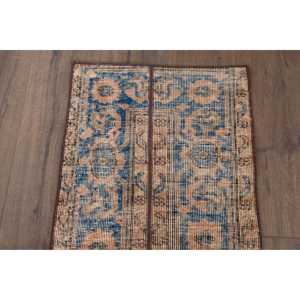 Alfombra Turca Vintage, Alfombra de Pasillo de 1.6x9.7 pies (48x297 cm), Alfombra de Lana con Diseño Floral Azul - Product Image 4