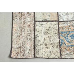 Turkish Runner Rug 2.7x12.6 ft, <b>Brown</b> Blue Animal Print Rug <b>Wool</b> - Product Image 3