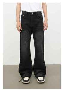 Pantalones lavados de fabricante unisex, pantalones vaqueros de talla grande High Street, pantalones vaqueros rectos de cintura media para hombre - Product Image 4