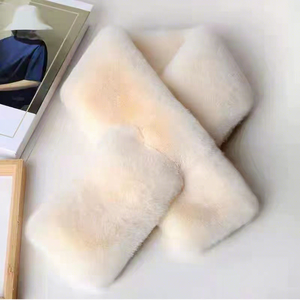 Écharpe en fausse fourrure de lapin 88 cm x 12 cm, double face, chaude, pour l'hiver, couleur unie, accessoire de mode pour femme - Product Image 1