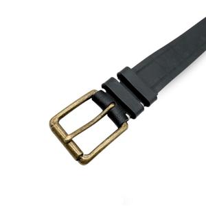 Ceinture décontractée en cuir de vachette naturel classique noir Premium pour hommes ceinture en jean à boucle ardillon en laiton à rouleau solide - Product Image 4