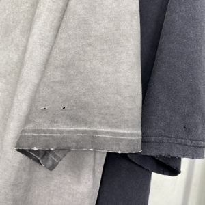 ชุดกีฬาผู้ชายผ้าฝ้าย100% ขนาดใหญ่ล้างไหล่ปล่อยกรดย้อนยุคไซส์ใหญ่พิเศษ - Product Image 6