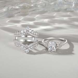 Ensemble de bagues éternité interchangeables Jeulia - Coupe Radiant en argent sterling - Cadeau d'anniversaire - Product Image 6