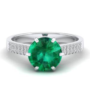 Anillo de Oro Blanco de 14K con Esmeralda Redonda de 2.75 Ct, Precio al por Mayor de REYES, para Mujer, con Certificado IGI, Joyería Fina con Diamantes - Product Image 1