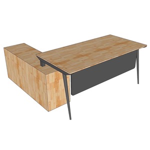 Bureau de direction en bois naturel HBCO052, style contemporain de luxe, design à une seule jambe et avec armoire, mobilier de bureau ou table d'ordinateur - Product Image 2