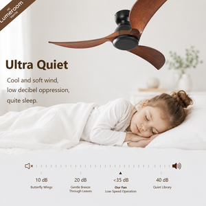 42 Inch Flush Mount Wood Blade <b>Ceiling</b> <b>Fan</b> Without Light 3 Blade Mid Century Modern Quiet DC Motor <b>Remote</b> <b>Control</b> for Home - Product Image 3