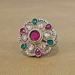 แหวนแฟชั่นแบบโบราณปรับได้สำหรับผู้หญิงพร้อมเครื่องประดับดีไซน์เนอร์ - Product Image 4