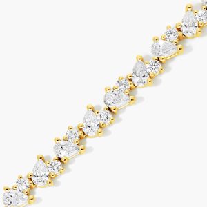 Elegant Mixed Shape 3.00 mm Moissanite Diamond <b>Tennis</b> Chain 24k Gold Pear & Round <b>Necklace</b>-Wedding Gift for Him or Her - Product Image 1