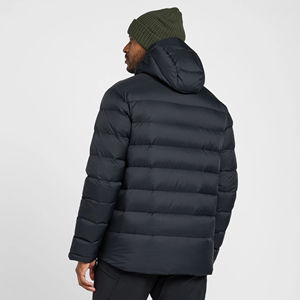 Parka acolchada a prueba de viento negra personalizada para hombre, chaqueta con capucha rellena de plumón, puños de Velcro con aislamiento cálido y bolsillos, chaquetas acolchadas para hombre - Product Image 2