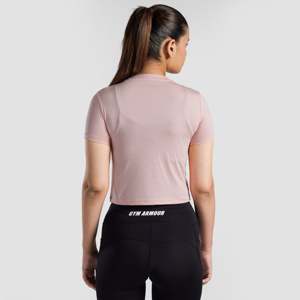 T-shirt court ajusté W024 pêche en tissu tricoté respirant style Y2K mignon taille XS pour l'entraînement estival avec logo et lettres découpées - Product Image 3