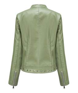 Vestes en Cuir PU Véritable pour Femmes à la Mode Offre Spéciale Logo Personnalisé Vestes en Cuir pour Femmes - Product Image 2