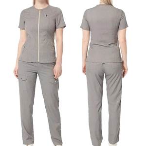 Uniforme médico suave al por mayor ajuste perfecto uniforme médico personalizado manga corta Hospital cremallera uniformes conjuntos para mujer - Product Image 1