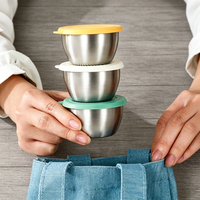 Gobelets à sauce personnalisés en acier inoxydable de 60 ml avec couvercles à clapet, petits récipients alimentaires réutilisables, étanches et adaptés au congélateur