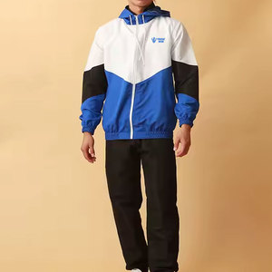 Conjunto de chándal de nailon con cremallera y bordado personalizado, conjunto de chándal para correr, bloques de color de nailon con pantalón de chándal, chándales cortavientos para hombre - Product Image 2