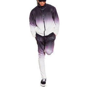 Survêtement en polyester avec logo personnalisé pour hommes, veste zippée et pantalon de jogging, ensemble de vêtements de sport OEM - Product Image 2