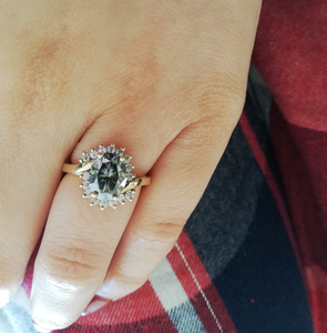 2,75 CTW Grey Moissanite Halo Anillo de bodas VVS2 Anillo de compromiso de diamante gris de corte ovalado con plata de ley para mujeres - Product Image 4