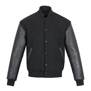 Chaqueta universitaria de estilo urbano para hombre con parches gráficos llamativos y chaqueta universitaria sostenible con cremallera frontal para hombre - Product Image 1