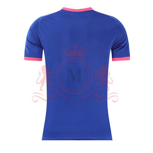 Maillot de football pour homme, bleu rose dégradé, manches courtes, col rond, polyester respirant, toutes saisons, imprimé géométrique - Product Image 2