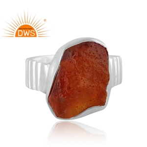 Best Selling Fine Sterling Silver Natural Rough Carnelian Gemstone <b>Statement</b> <b>Ring</b> Custom Jewelry Manufacturer - Product Image 4