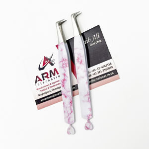 แหนบปลายขนตาสแตนเลสแบบคงทนดีไซน์รูปหัวใจดีไซน์หินอ่อนแบบมืออาชีพ - Product Image 2