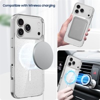Étui magnétique antichoc et anti-jaunissement en TPU+PC transparent avec paillettes de 2,5 mm et protection d'objectif pour iPhone 17 18 Pro Max