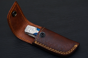 Couteau à lame pliante Skinner tactique pour hommes gaine de corne de taureau en acier damas forgé pour le camping la chasse personnalisable cadeau OEM lui - Product Image 6