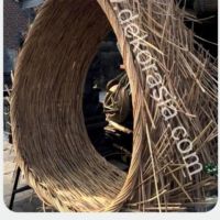 Dekor Asia - Nido para Pájaros Grande, Ecológico, con Marco de Madera de Ratán, 10 pies, Decoración Artística para Jardín, Diseño Natural