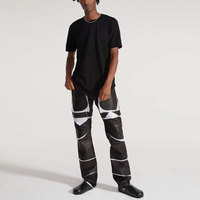 Pantalones de Hombre de Cuero Sintético, Ligeros, Casuales, a la Moda, Transpirables, Impermeables, Corte Recto, Ajuste Regular, Estilo Urbano
