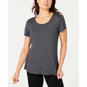 T-shirt da donna slim fit con laccetti posteriori Ideology, top corto in maglia traspirante con decorazioni in pizzo, grigio, taglia XS, per l'estate - Product Image 1
