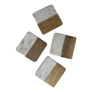 Sous-verre à thé en marbre blanc et bois de forme hexagonale, fabricant de Table en bois de haute qualité, sous-verre à thé et café - Product Image 5