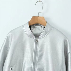2024 primavera/verano nueva ropa de mujer diseño plateado traje de béisbol Chaqueta corta de piloto para mujer Top - Product Image 3
