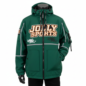 Chaqueta Softshell para Hombre 2025, Alta Densidad 310 GSM, Poliéster Softshell, Paneles Reflectantes Verdes, Logotipo Personalizado - Product Image 6