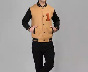 OEM personalizado cómodo personalizado Color béisbol bombardero Letterman Varsity chaqueta Casual polar Puff impresión PU mangas soporte - Product Image 5